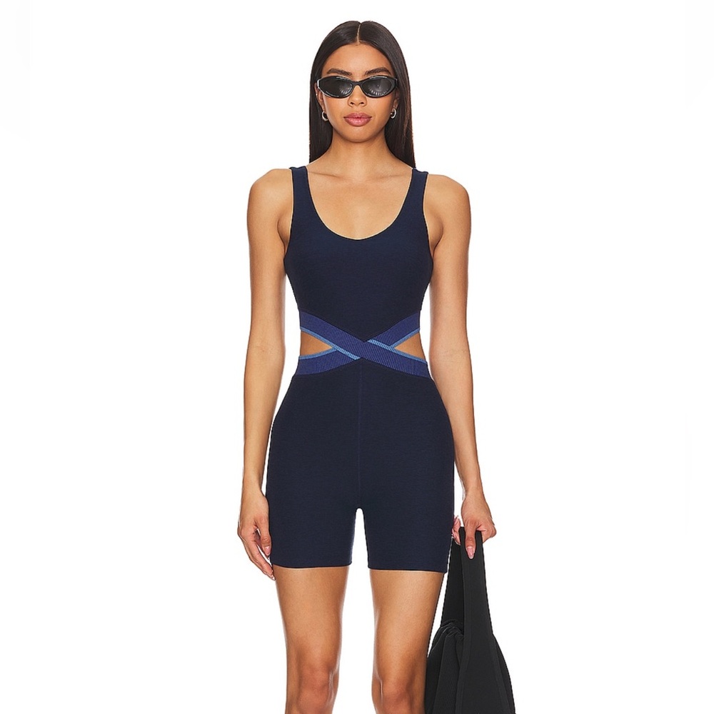 NWT Beyond Yoga Space Dye In The Mix Biker Short Jumpsuit Romper Small